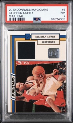 2010 Donruss Stephen Curry Magicians Materials #/299 Relic PSA 7