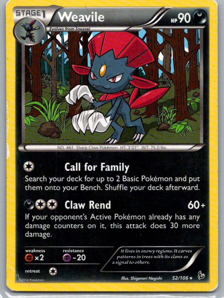 Pokemon TCG Weavile 52/106 Flashfire MP