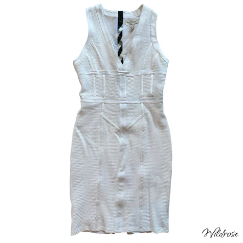Abito Burberry bianco in jersey strutturato a rete TG 6
