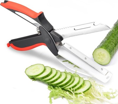 Vetable Scissors and Food Cutter - Kitchen Shears With Cutting Board,