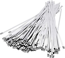 100 Pack 11.8 Stainless Steel Zip Ties 304 Metal Cable Ties Heavy Duty Self Loc