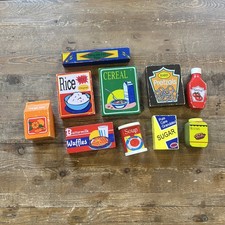 Vintage Wooden Block Pretend Play Food Grocery Store Kitchen Cooking 10 Pieces