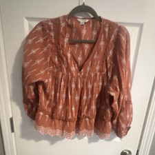 American Eagle Outfitters 100 Cotton Rust Embroidered Lace Tunic Size S Long S  