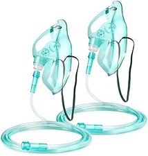 2 Pack Oxygen Mask for Face Adult with 6.6' Tube  Adjustable Elastic Strap - Si