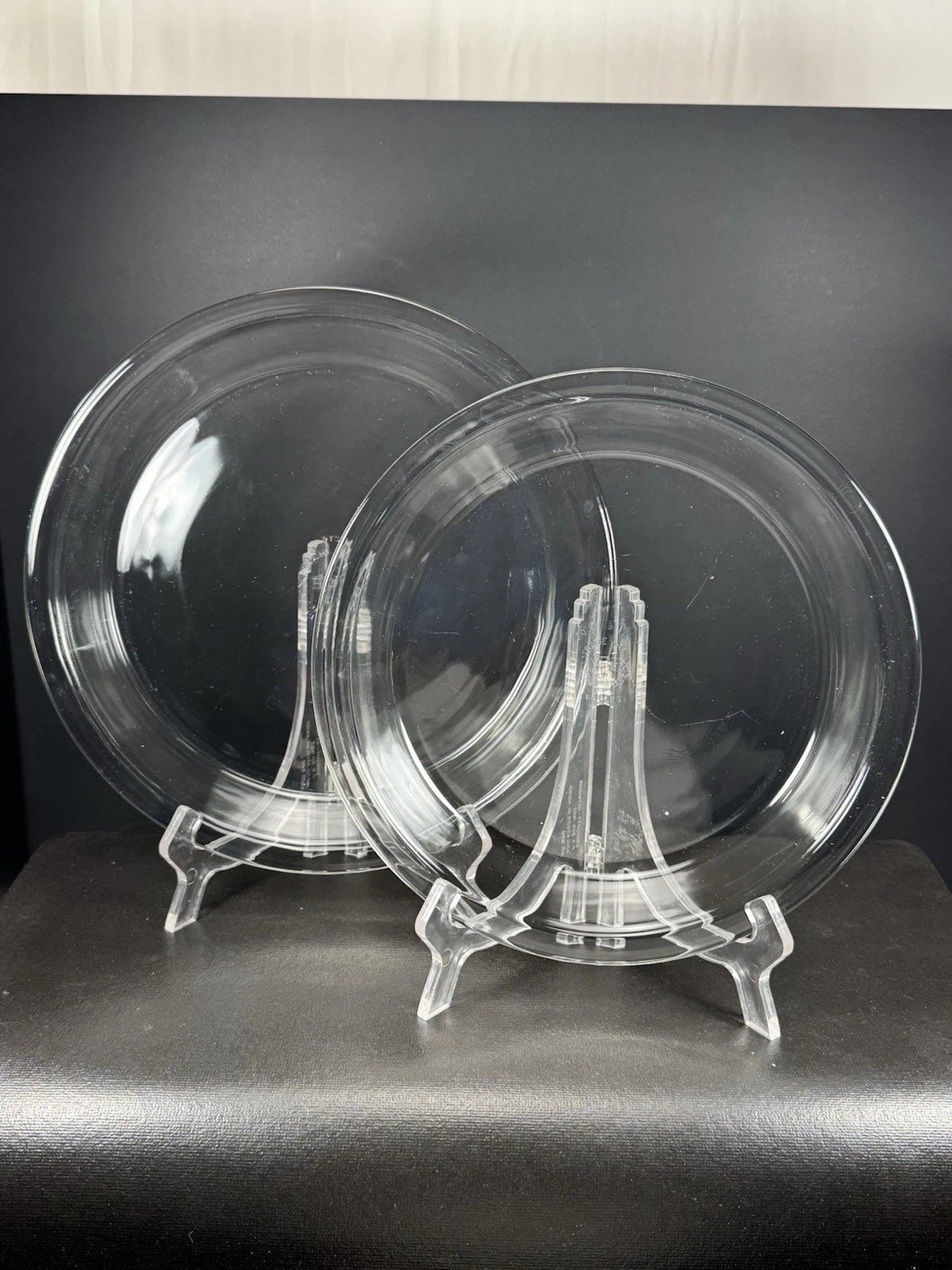 Vintage Pyrex Clear Glass Pie Plates Set #209 9” & #210 10” Baking Dishes USA