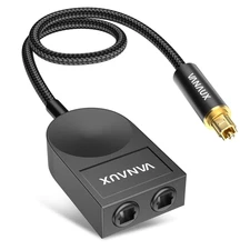 Optical Audio Splitter 1 in 2 Out,Spdif Toslink Digital Optical Audio Cable Spli