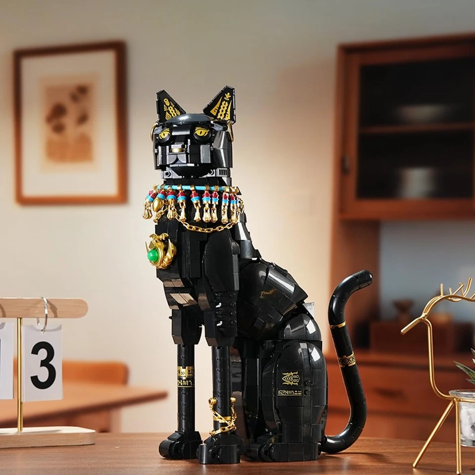 Conjunto de blocos de construção para gatos egípcios, brinquedo para gatos faraó, modelo faça você mesmo, decoração para casa, gif... - Imagem 3 de 4