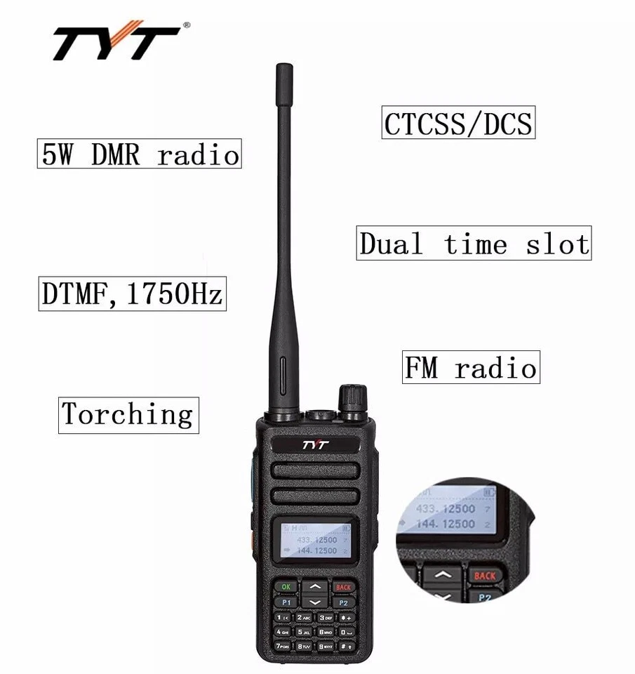 TYT MD-750 Digital Radio 5W Dual Band 136-174/400-470MHz Two Way Walkie Talkie - Image 4 of 4
