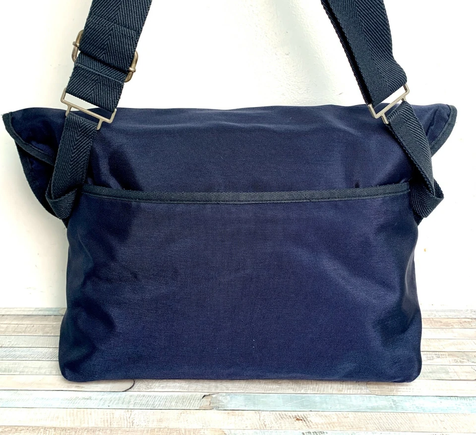 BOLSO BANDOLERA PORTÁTIL MENSAJERO ACOLCHADO CUERO MARRÓN LONA NAILON AZUL BEN SHERMAN Foto 4 de 4
