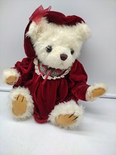 jc penney Vintage Christmas Collection Teddy Bear In Red Dress