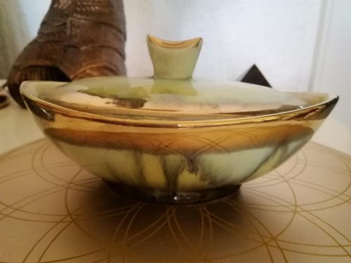 Schale, Dose , Bonboniere Grün-gold Antik, Vintage - Bild 2 von 10