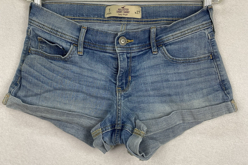 Hollister Juniors Short Short Low Rise Cuffed Denim Shorts Size 5 / 27