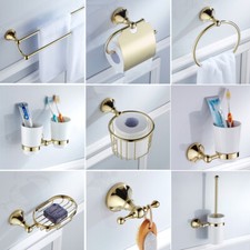 Luxury Gold Bathroom Hardware Set Bath Accessory Towel Bar Ring Holder