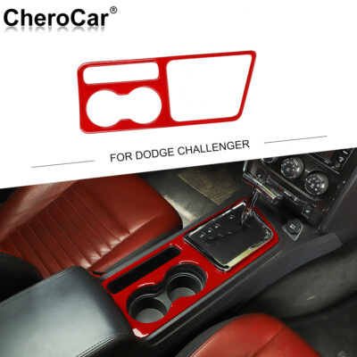 Red Gear Shift Cup Holder Panel Cover Bezel Trim For Dodge Challenger 09-2014 