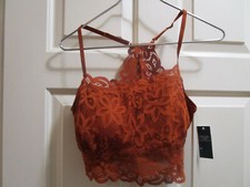 ABERCROMBIE FITCH LACE EYELET RACERBACK BRALETTE BRA RED-BROWN SIZE XL NEW