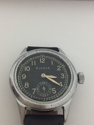 Bulova Watch Vintage WWII Military 10AE Manual Wind Leather Strap 28mm Vintage Military Bulova Watch Runs | eBay main image 3