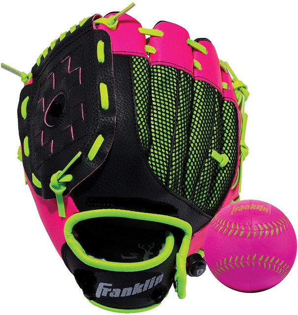 GIRLS Right Hand TBALL GLOVE Baseball Softball Pink Neon Black Youth 9