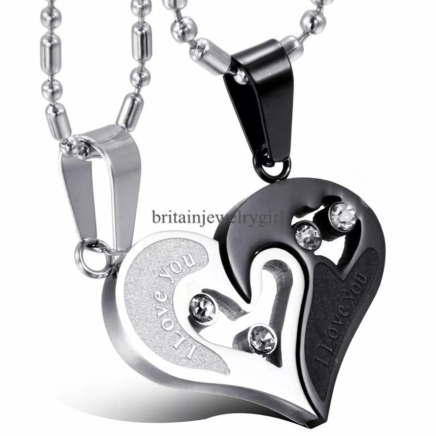 Men Women Lover Couple Necklace I Love You Heart Pendant Chain Stainless  Steel