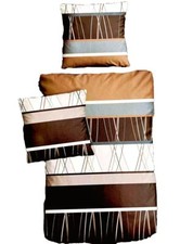 4-Tlg BIBER Winter Bettwäsche 100% Baumwolle Qualitätsware 135x200 braun