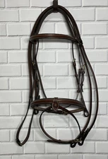 SmartPak Raised Contrast Stitch English Bridle w/ Rubber Grip Reins - Oversize