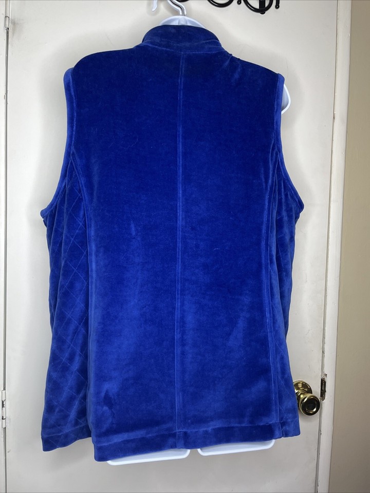 Women’s Vest Size XL Quacker Factory Blue Velvet Zip Up eBay