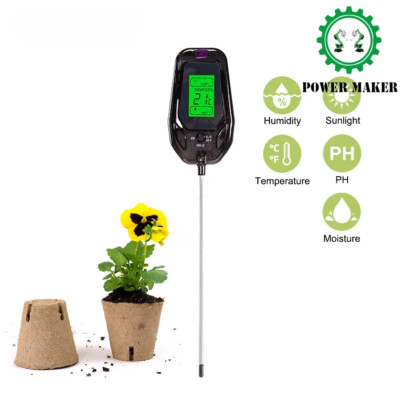 5 in 1 Soil PH Meter Tester Digital Temperature/Humidity/Sunlight/Moisture New