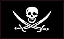 5in x 3in Jolly Roger And Pirate Flag Bumper Sticker Vinyl Flag Decals