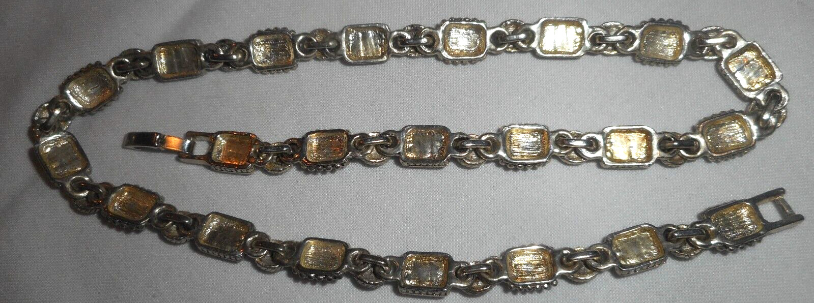 Silver-Tone Black Enamel Rectangle Shape Round Rh… - image 6