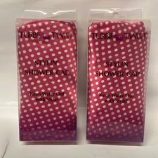 2 Pack - Turbie Twist Stylin' Shower Cap  Waterproof,Satin Fabric, Pink Dot.