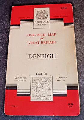 vintage Ordnance Survey One Inch Map Great Britain National Grid Denbigh England