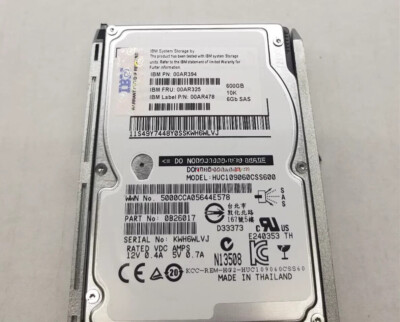00AR325 00AR394 00AR478 00D5302 IBM 600GB 6Gbps 10K SAS 2.5