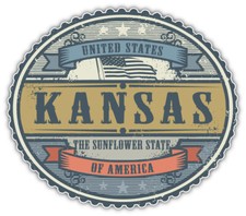 Kansas USA State Retro Vintage Emblem Car Bumper Sticker Decal "SIZES''