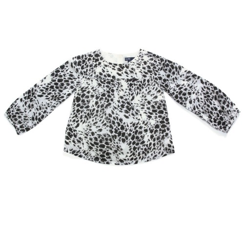 Baby Gap Girl's Top Cute Leopard Brush stroke White Black Shirt 3 Years NWT 077