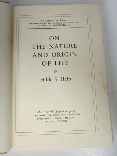 Sobre la naturaleza y el origen de la vida, por Hilde S Hein - HB/DJ primero - 07027892X - Imagen 6 de 10