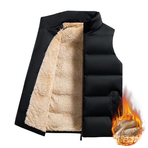 Men Male Casual Fur Lined Vest Sleeveless Jacket Waistcoat Outdoor Warm