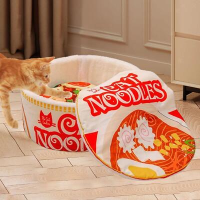 Ramen-Katzenbett, niedliches kreatives multifunktionales Katzennest für