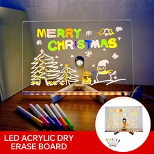 LED Note Board with Colors, Acrylic Dry Erase Board with Light