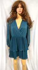 ZARA Mini Dress/ Tunic Womens Medium Blue V-Neck