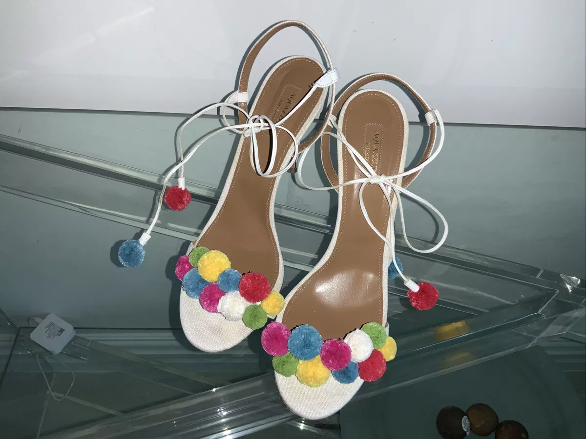 Kilimanjaro selvfølgelig fascisme aquazzura Pom Pom White Sandals 40.5 | eBay