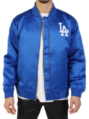 Mitchell & Ness LA Los Angeles Dodgers Satin Bomber Jacket Vintage Logo Size L