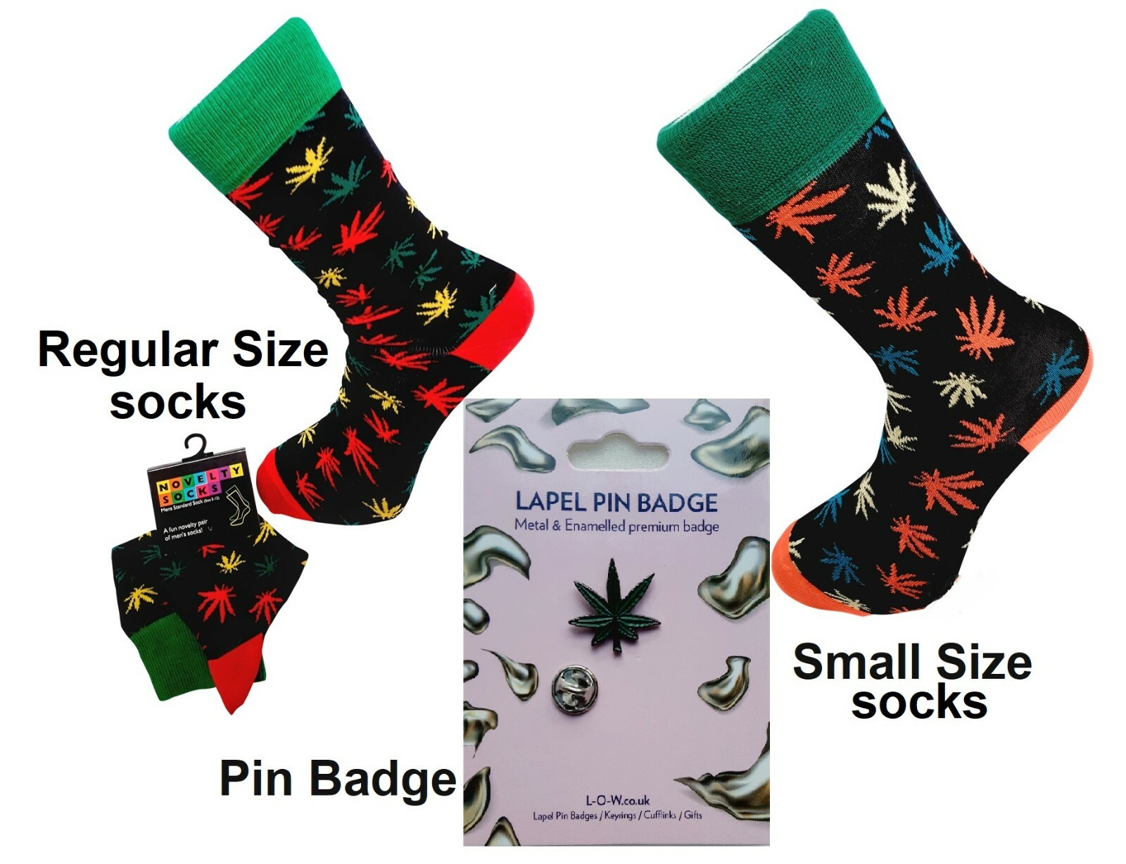 SAOLA Coppia di calze uomo foglia di cannabis cotone premium. E O un distintivo spilla da bavero 4 20 SK8