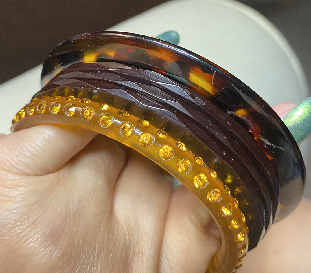 5 Authentic Vintage Bakelite Bangle-Tortoiseshell… - image 14