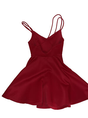 open lace back dress Red Lace Spaghetti Straps A-line V-neck Mini Homecoming Dresses, SH491 –  Simidress main image 0