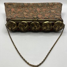 Gorgeous Antique Purse Tapestry With Gold And Rhinestone Closure And Accents