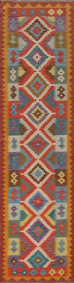 Reversible Kilim Kelim 13 ft. Runner Rug Handwoven Tribal Hallway Carpets 3x13