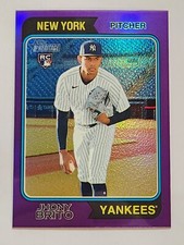 2023 Topps Heritage High Number #557 Jhony Brito Hot Box Purple Refractor RC
