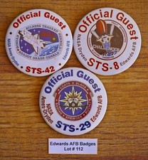 VINTAGE 1980-1990's Edwards AFB NASA 3 PIN BUTTONS Lot#112 Challenger STS 42 29