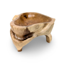 Natural Wood Bowl, Natural Wood Centerpiece, Live Edge Bowl, Teak Carved Bowl