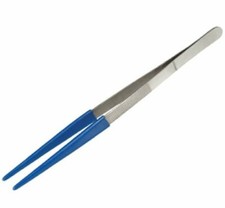 Tweezers Rubber PVC Coated Tips 8" Stainless Forceps Steam Ultrasonic Cleaning