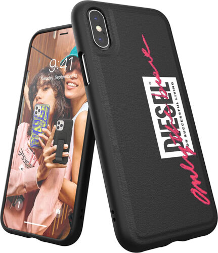 Diesel Embroidery Snap Case Slim PU Leather Cover Logo for Apple iPhone X / XS - Picture 1 of 11